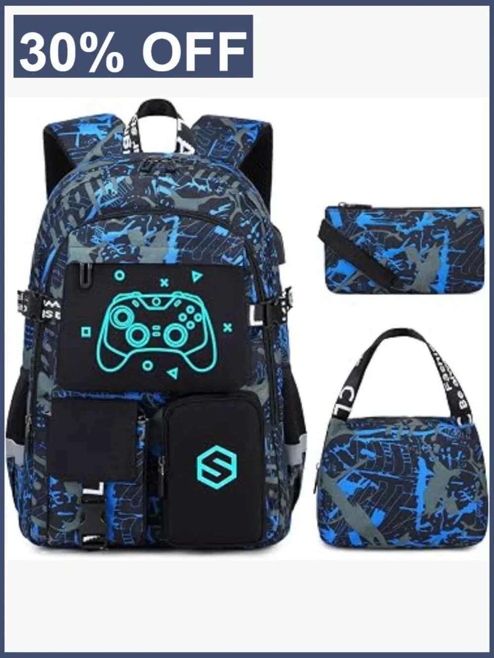 Kids School Backpack with Lunch Bag & Pencil Case, 15.6